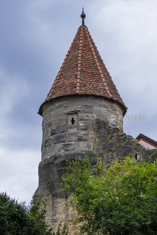 德国，Rothenburg obder Tauber的城墙，城堡大门